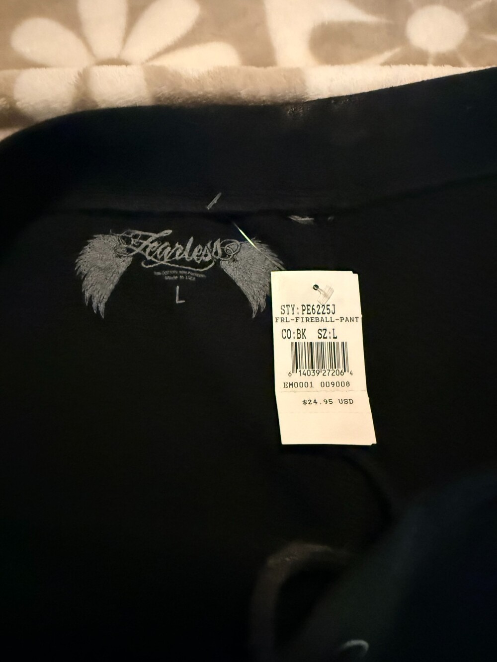 vintage fearless sweatpants black size large brand new with tags fireball